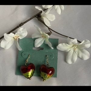 Sterling Silver Candy Apple Heart Earrings